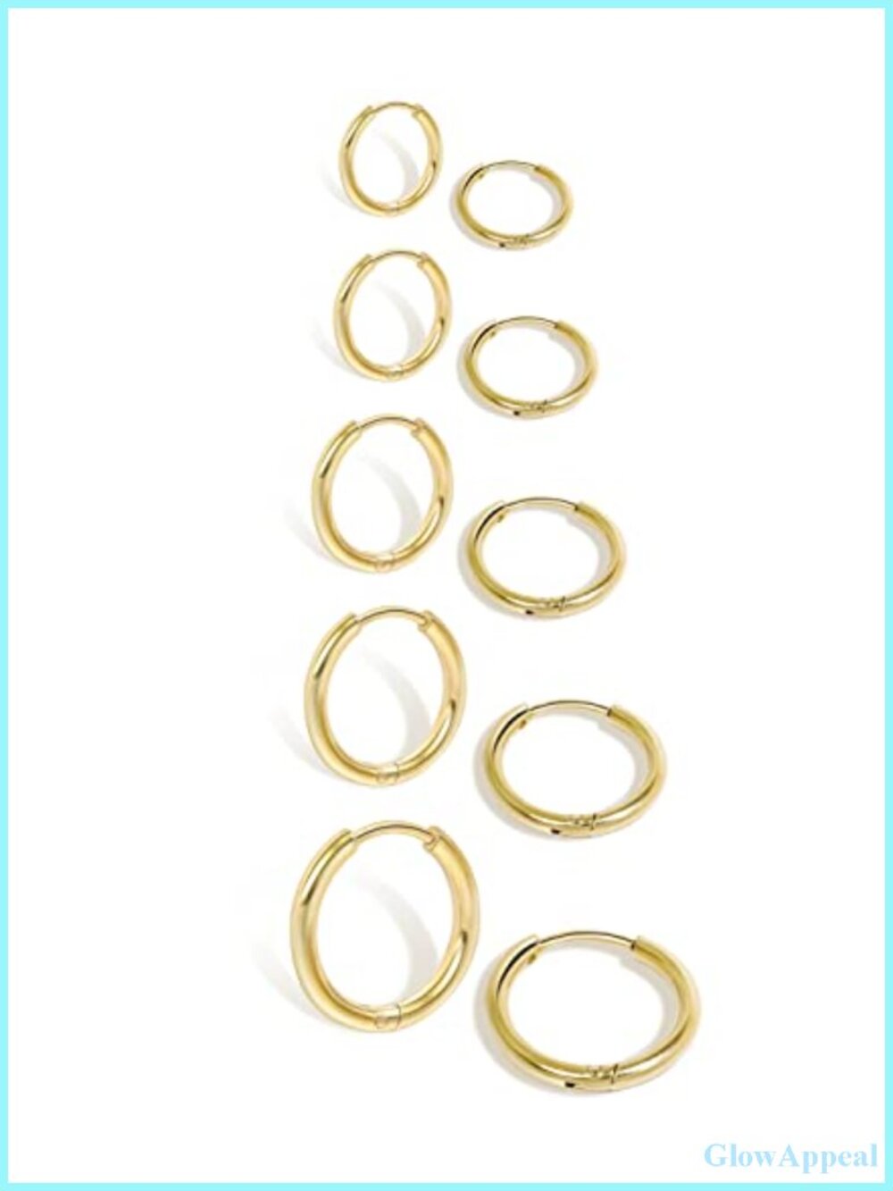14k Gold Plated Surgical Steel Hinged Huggie Hoop Earrings Set for Women Men